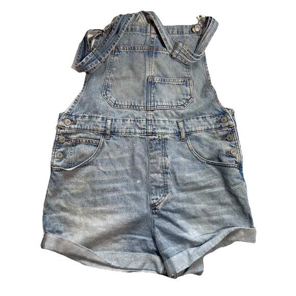 We The Free Ziggy Shortalls Denim Size Large Blue Wash Free People Boho Cowboy - Picture 1 of 8